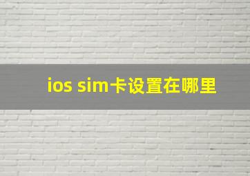 ios sim卡设置在哪里